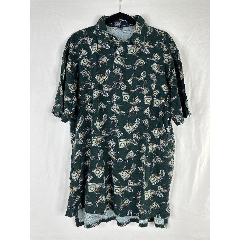 Vintage Polo Ralph Lauren Polo Shirt Mens Size L Green Chuck Taylor Casual USA